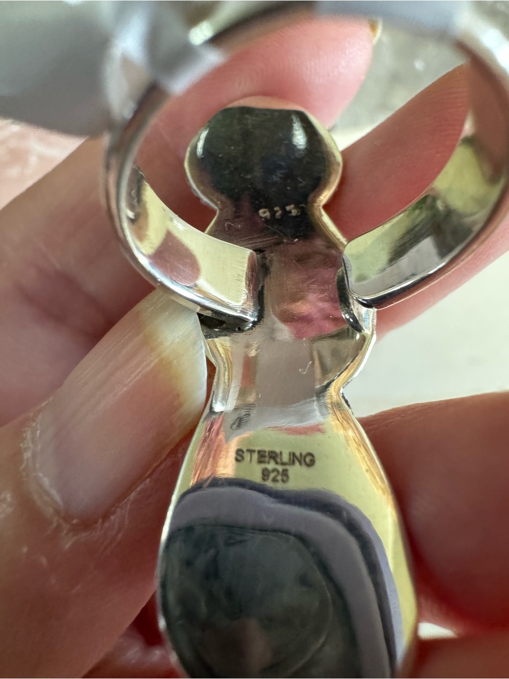 Southwestern Porcelain Jasper Triple Stone Sterling Silver Statement Ring - Picture 10 of 10
